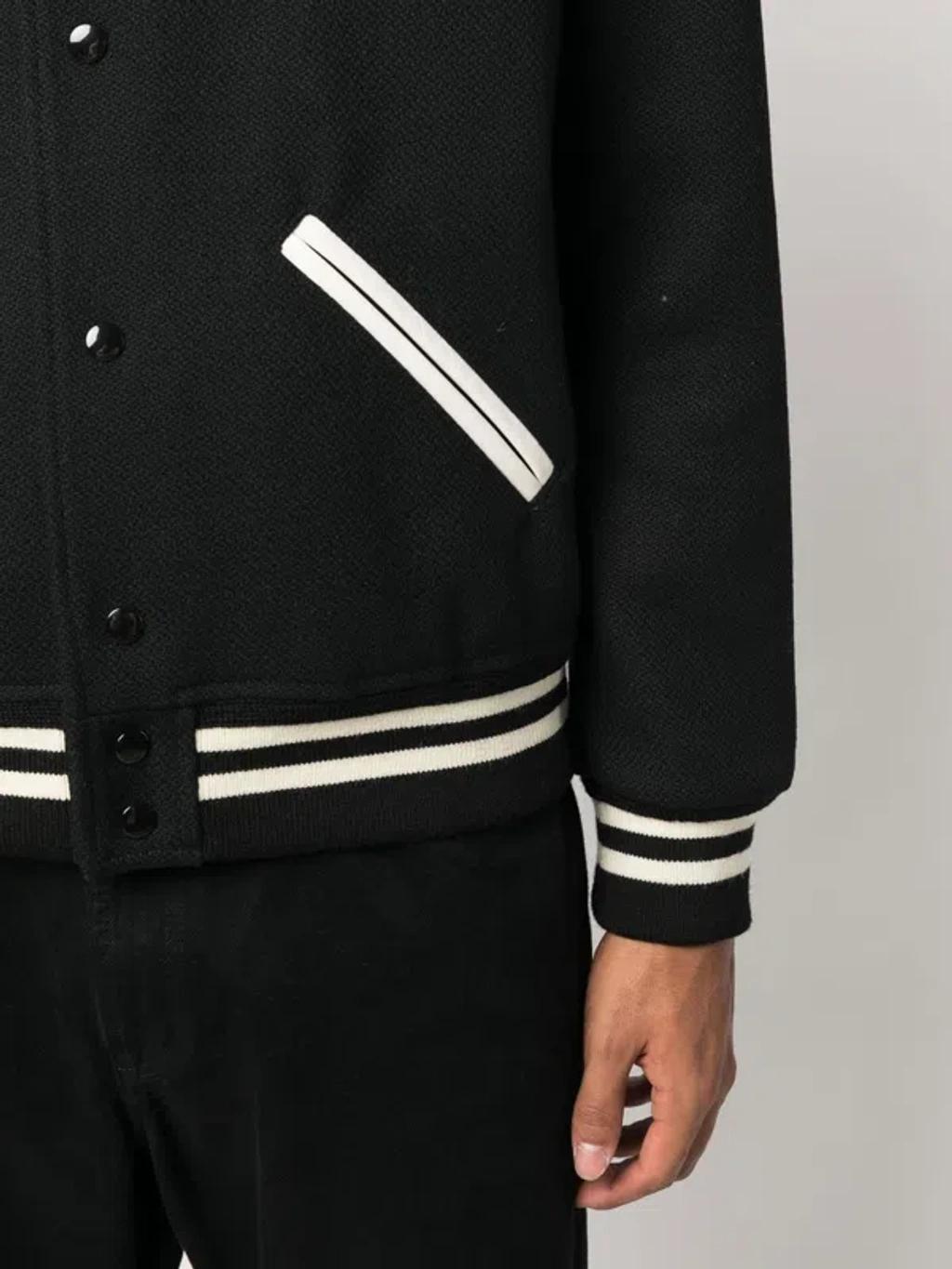 Men's Wool Bomber Jacket In Black Product Image