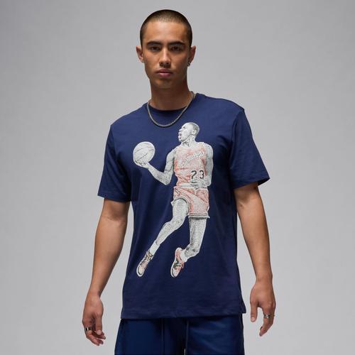 Jordan Mens Jordan Brand Dot MJ Short Sleeve T-Shirt - Mens Navy/Black Product Image