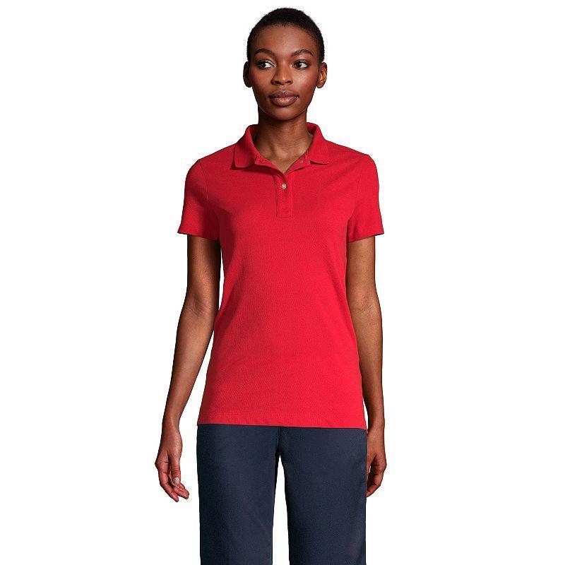 Womens Lands End School Uniform Short Sleeve Mesh Polo Shirt Classic Blue product image