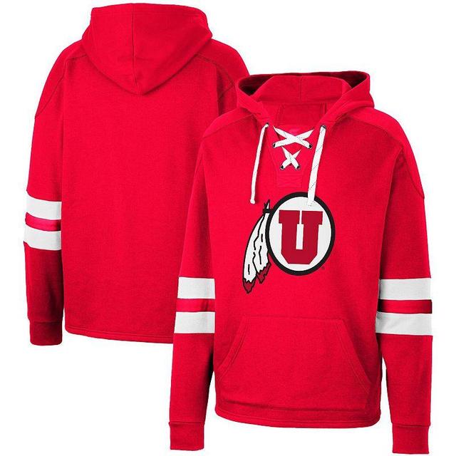 Mens Colosseum Red Utah Utes Lace-Up 4.0 Pullover Hoodie Product Image