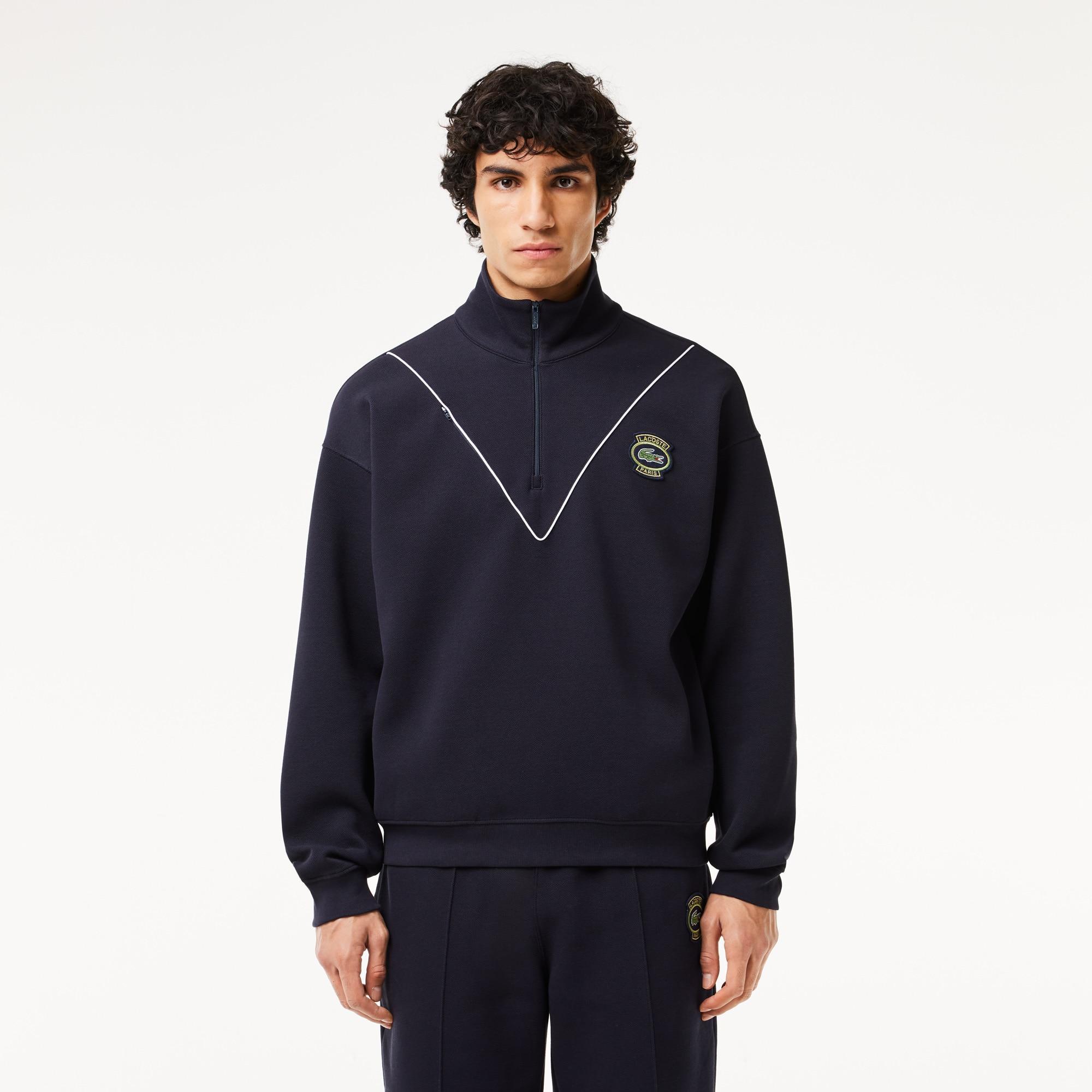 Loose Fit Zip Neck Piqué Sweatshirt Product Image