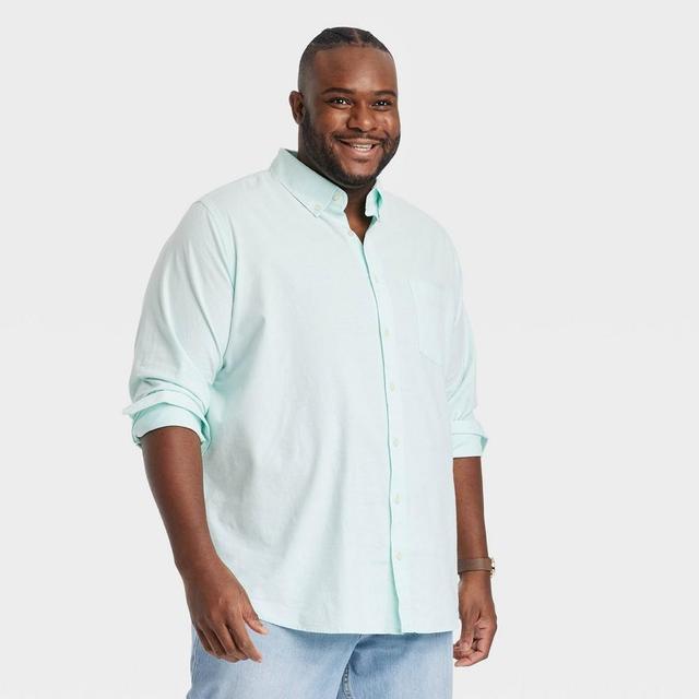 Mens Big & Tall Long Sleeve Collared Button-Down Shirt - Goodfellow & Co Light Aqua Blue LT Product Image