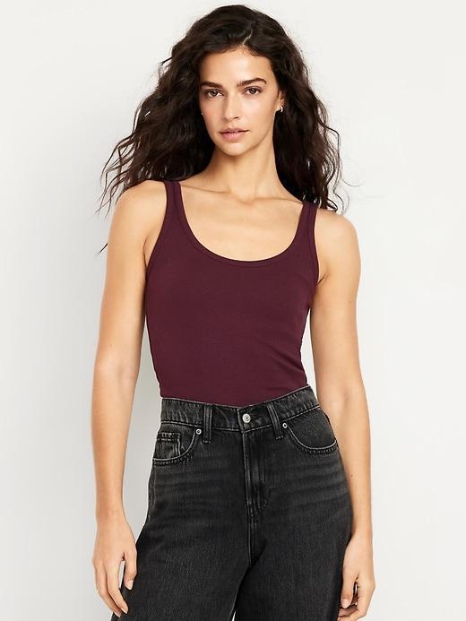 First-Layer Ribbed Scoop-Neck Tank Top Product Image