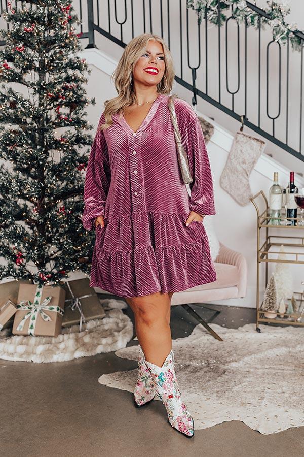 Wine Tasting Velvet Shift Dress In Vineyard Grape Curves Product Image