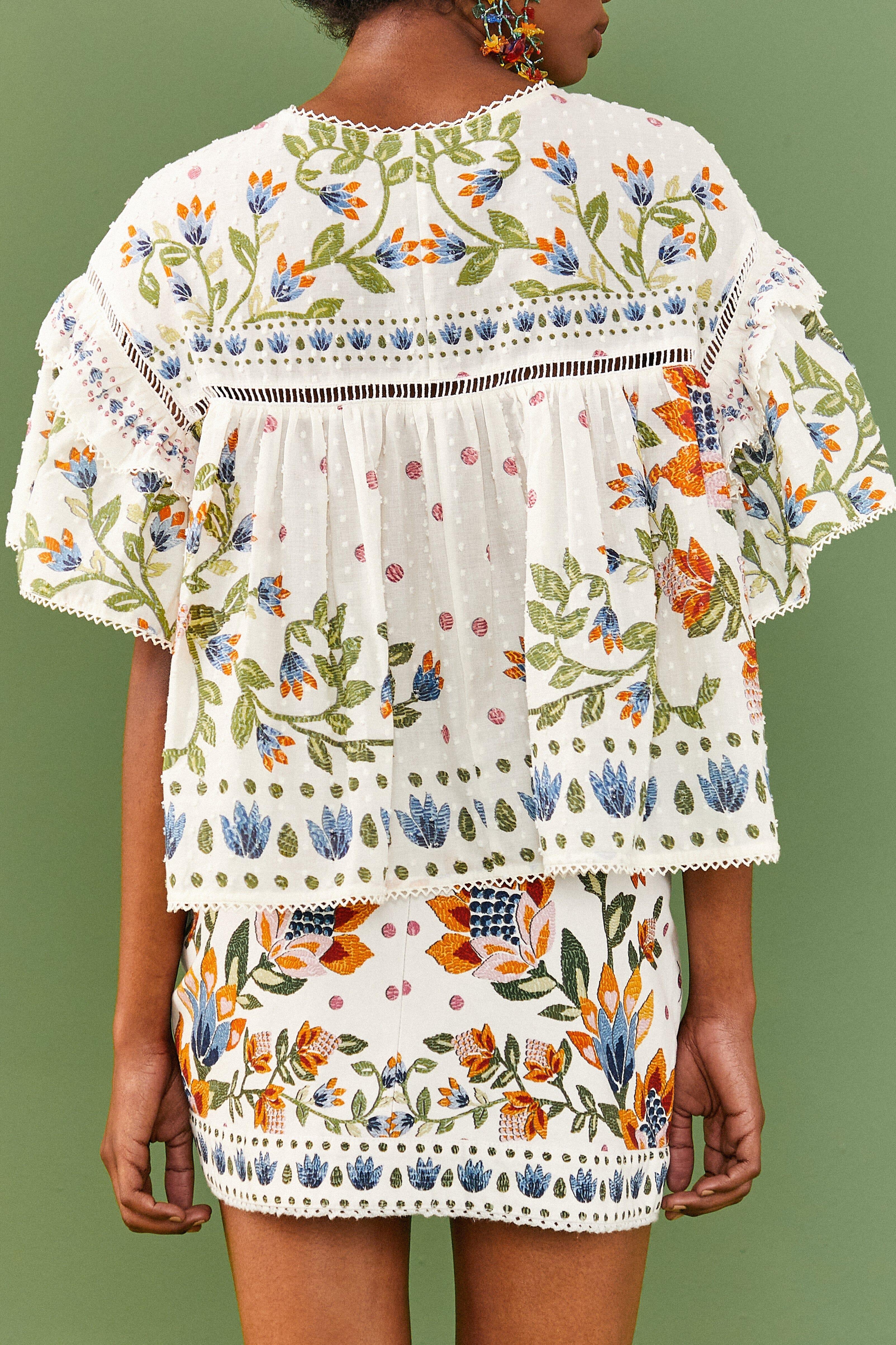 White Summer Garden Blouse Product Image