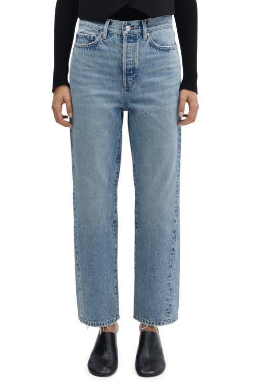 MANGO - Straight jeans with forward seams medium blueWomen Product Image