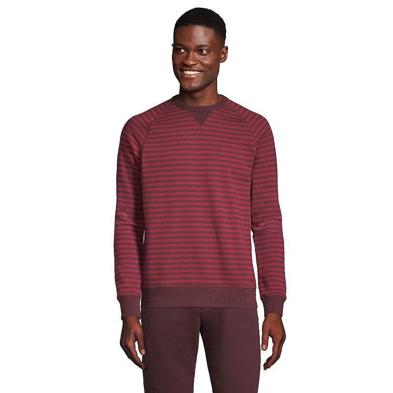 Mens Lands End Serious Sweats French Terry Crewneck Sweatshirt Wine Red Stripe Product Image