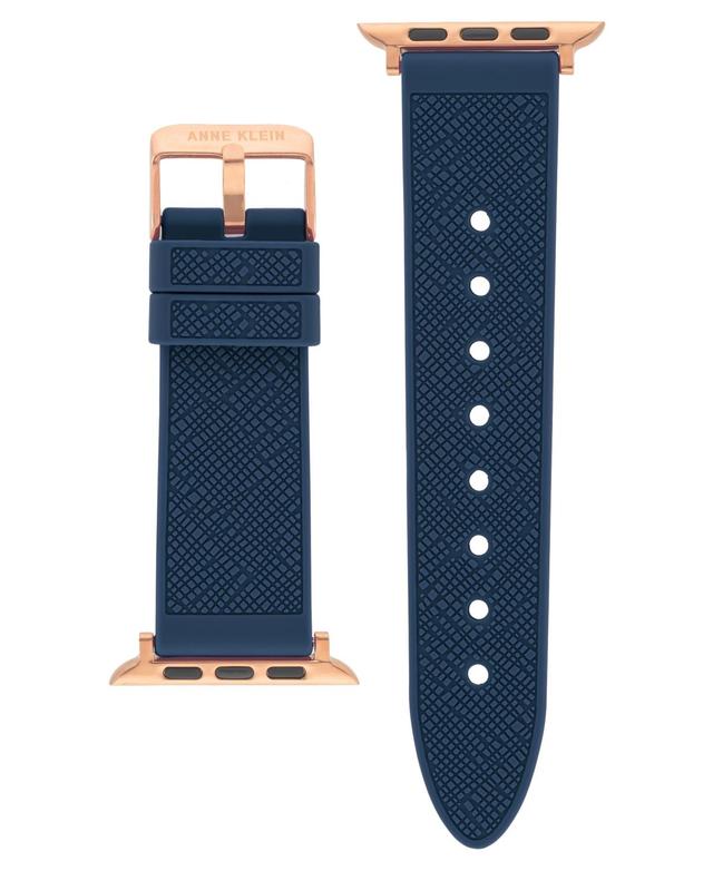 Anne Klein Womens Navy Textured Silicone Band Compatible with 42/44/45/Ultra/Ultra 2 Apple Watch - Navy Product Image