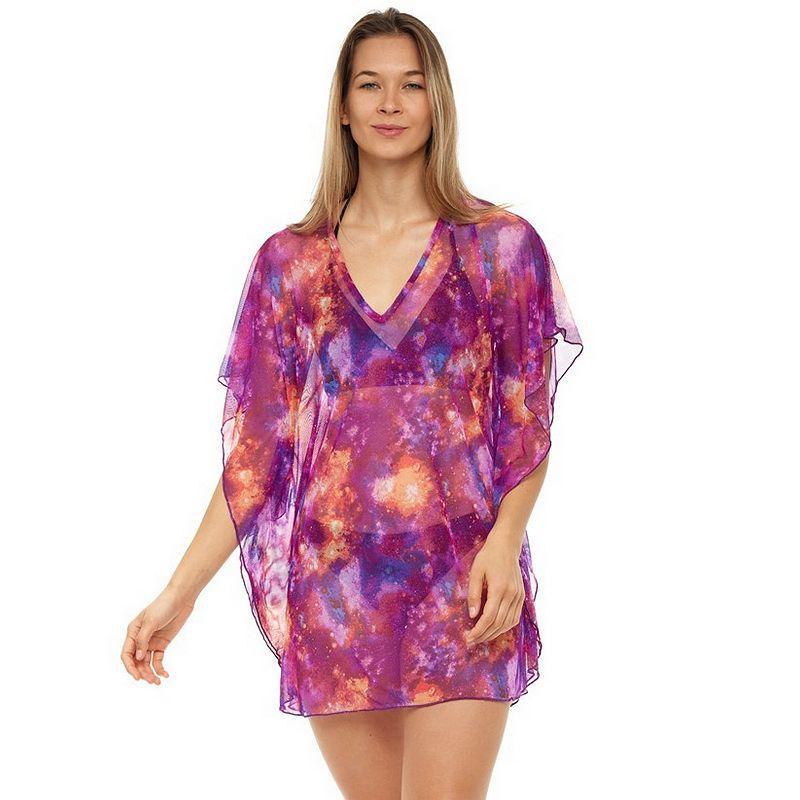 Womens Jordan Taylor Printed Mesh Kaftan Swim Cover-Up Blue Product Image