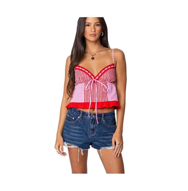 Edikted Womens Joanne Mixed Gingham Tank Top Product Image