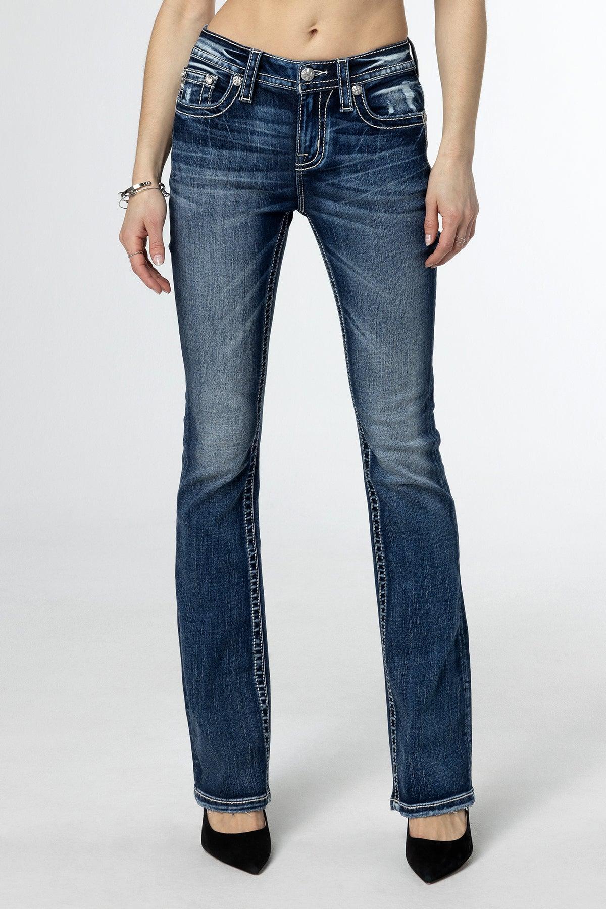 Scalloped Edge Cross Bootcut Jeans Product Image