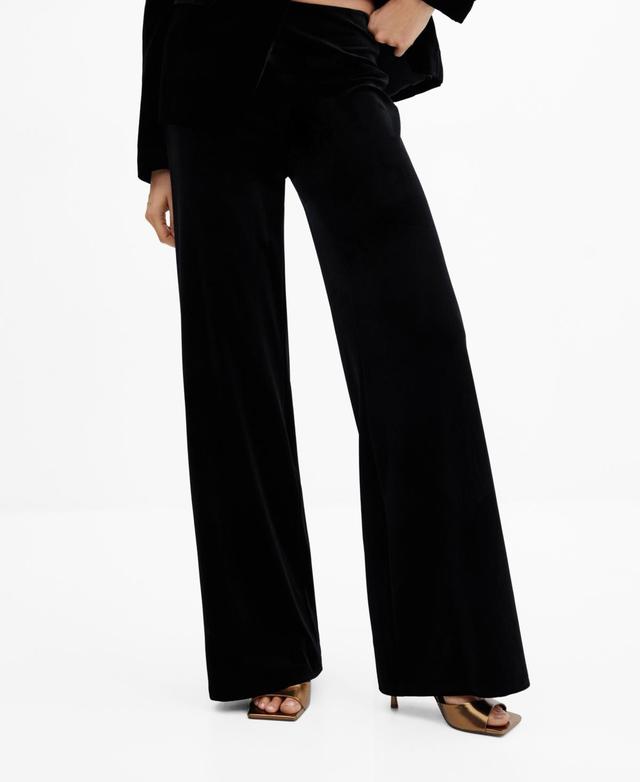 MANGO - Flared velvet pants blackWomen Product Image