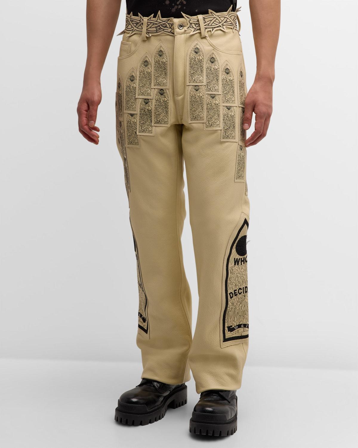 Mens Patched Arch Embroidered Pants Product Image