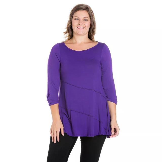 Plus Size 24Seven Comfort Apparel Ruched Sleeve Tunic Top, Womens Product Image