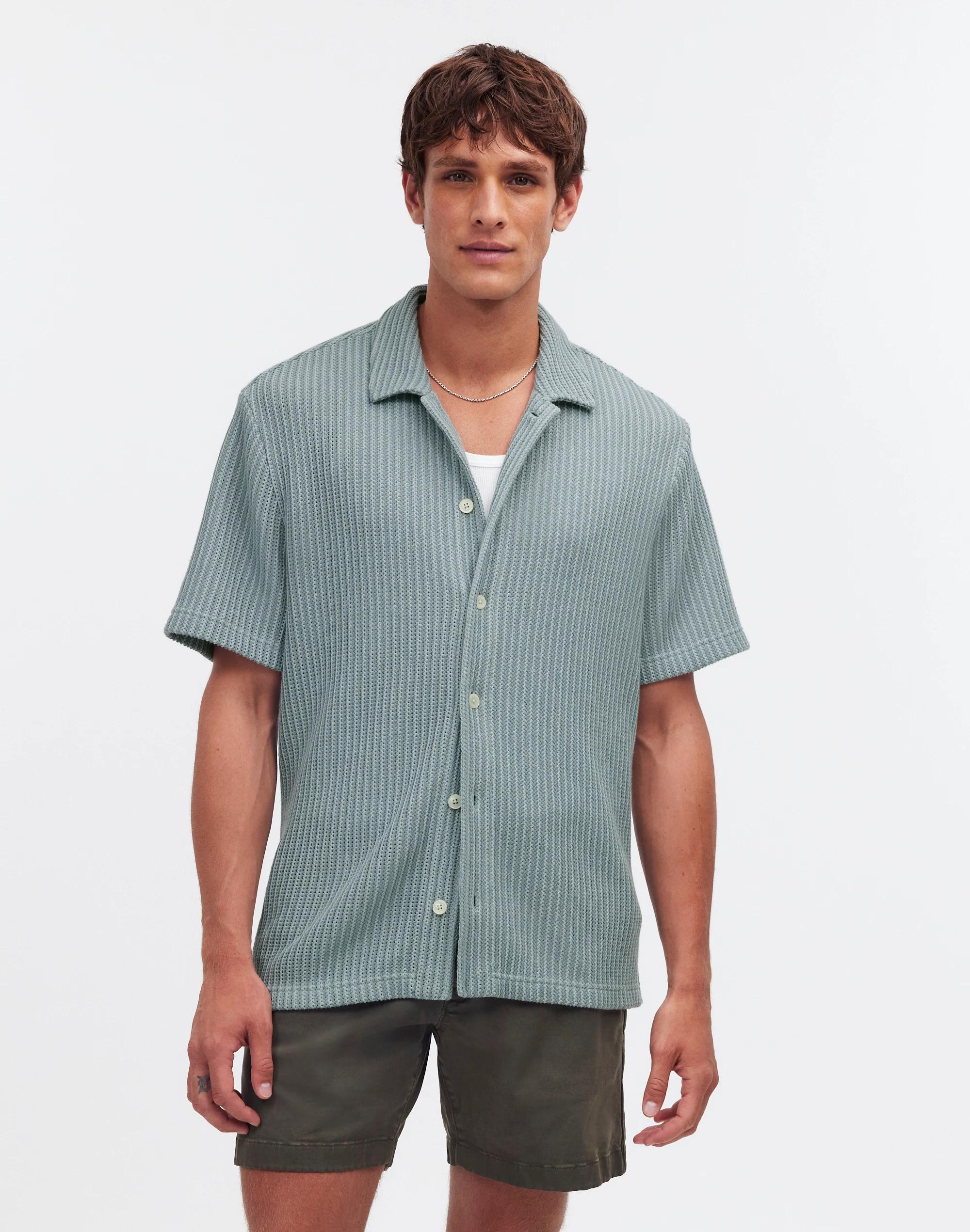 Textured-Knit Short-Sleeve Shirt Product Image