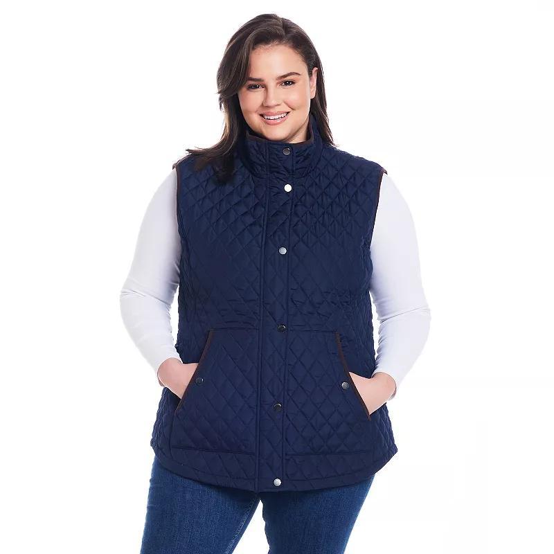 Plus Size Weathercast Corduroy Trimmed Quilted Vest, Womens Product Image