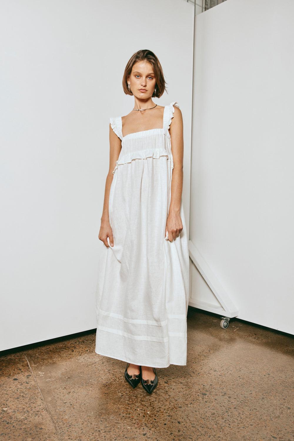 Curate & Create Smock Maxi Dress White Product Image