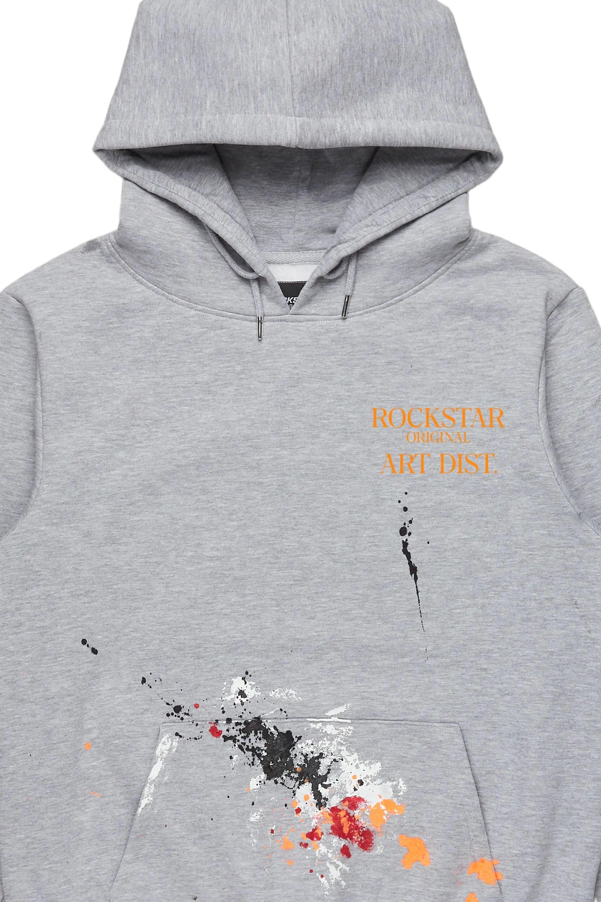 Darin Heather Grey Graphic Hoodie Male Product Image