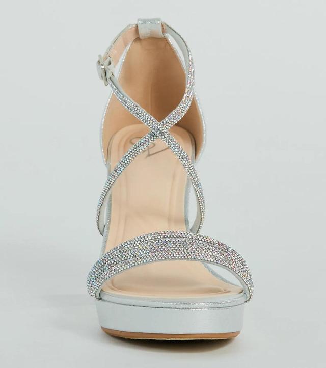 Gloss Up Glitter Rhinestone Platform Block Heels Product Image