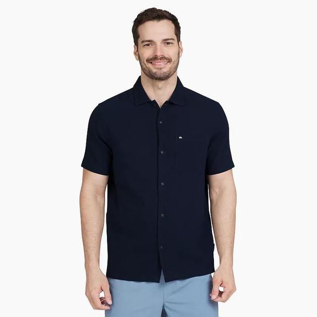 Mens Quiksilver Time Box Classic Short Sleeve Button Down Shirt Four Leaf Green Product Image