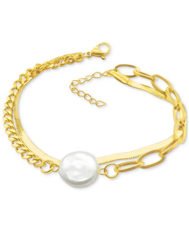 Adornia 14k Gold-Plated Freshwater Pearl (13mm) Mixed Chain Bracelet Product Image