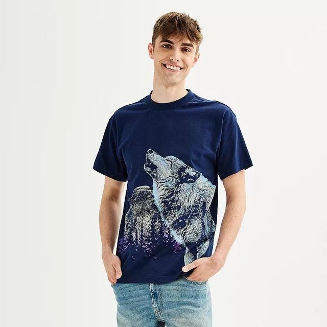 Mens Howling Moon Oversized Graphic Tee Blue Product Image