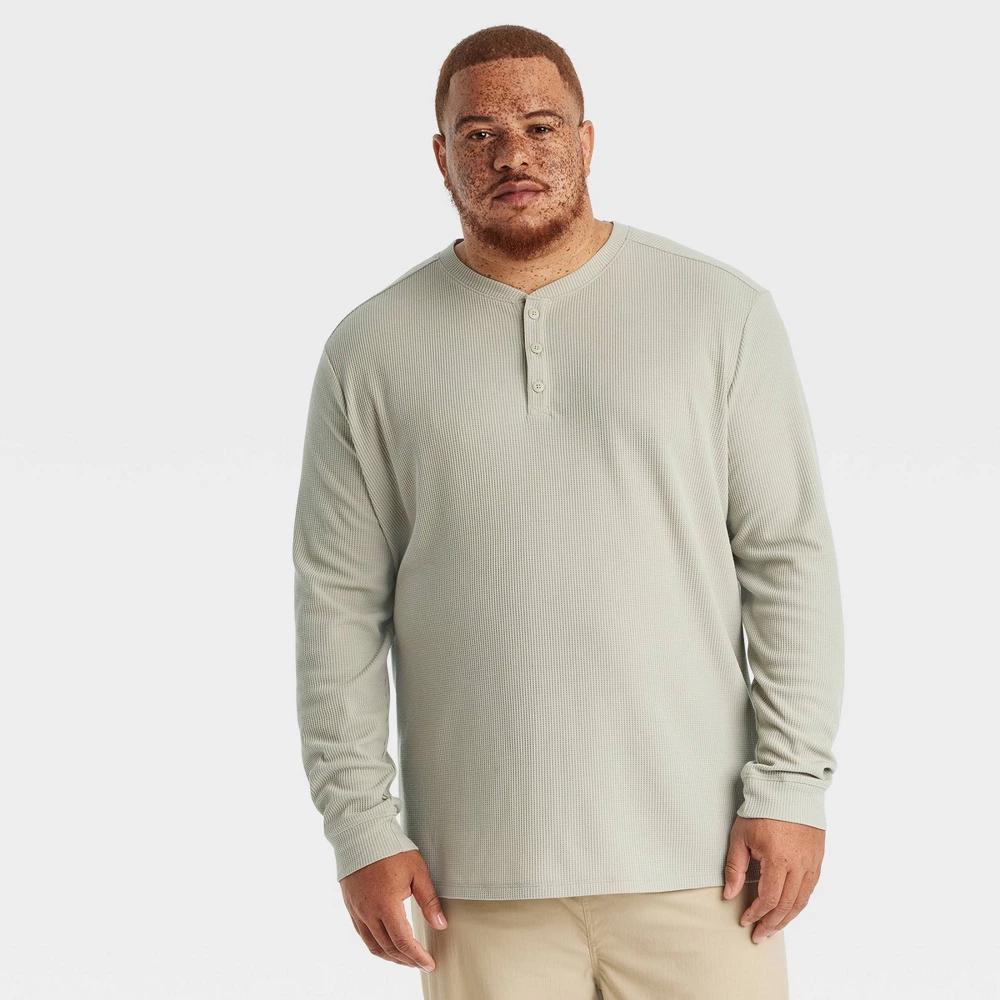 Mens Big Long Sleeve Waffle Henley Top - All In Motion Light 2XL Product Image