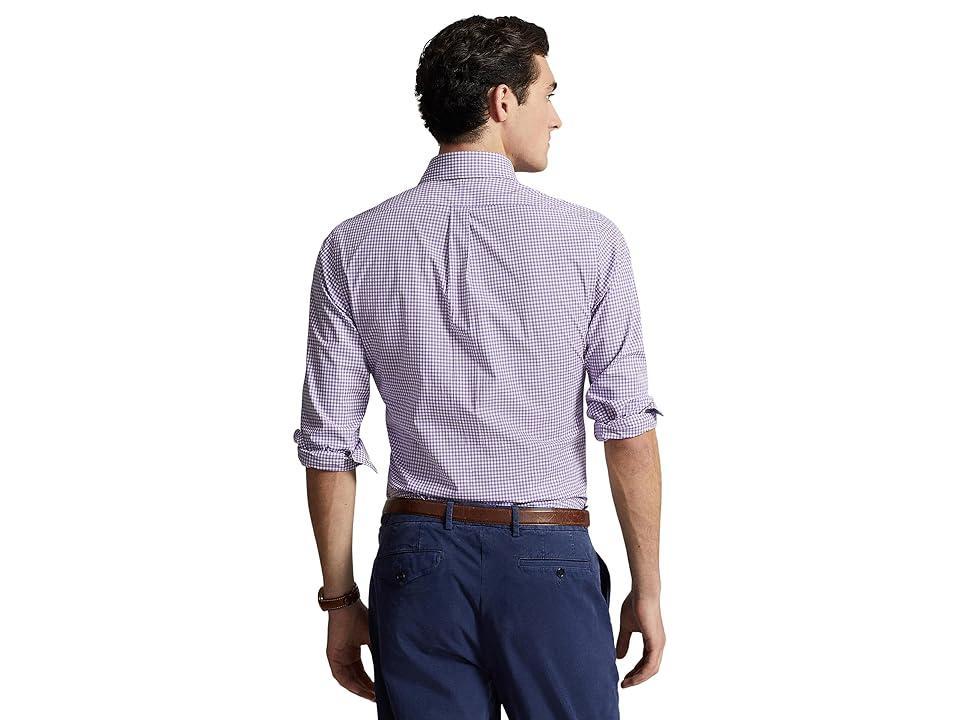 Polo Ralph Lauren Classic Fit Gingham Stretch Poplin Shirt (4656I Lavender/White) Men's Clothing Product Image