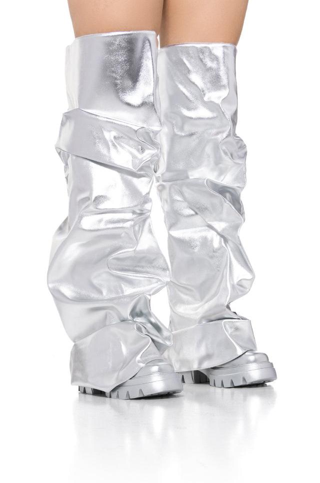 AZALEA WANG MOONGLOW SILVER OVER THE KNEE BOOT Product Image