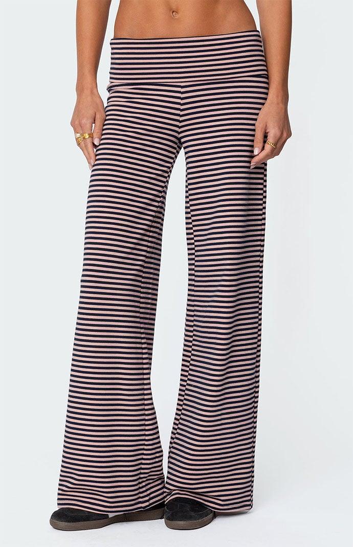 Edikted Women's Lilah Striped Fold Over Pants - Product Image