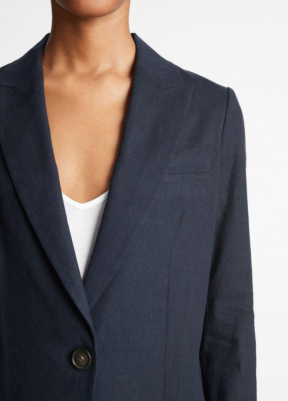 Linen-Blend Single-Breasted Blazer Product Image