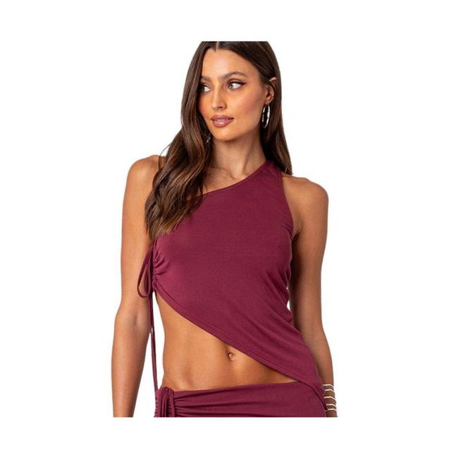 EDIKTED Frankie Asymmetric One-Shoulder Drawstring Top Product Image