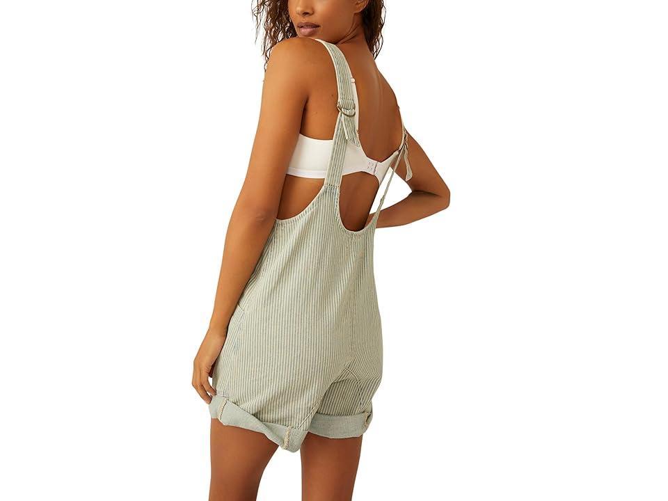 Free People High Roller Railroad Stripe Cotton Short Overalls Product Image