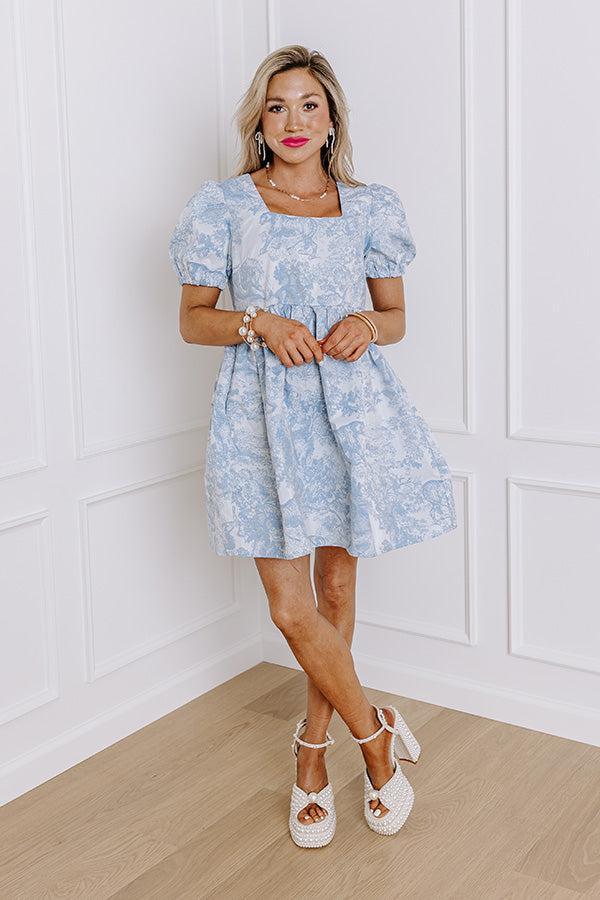 Cheerful Charm Jacquard Mini Dress in Airy Blue Product Image