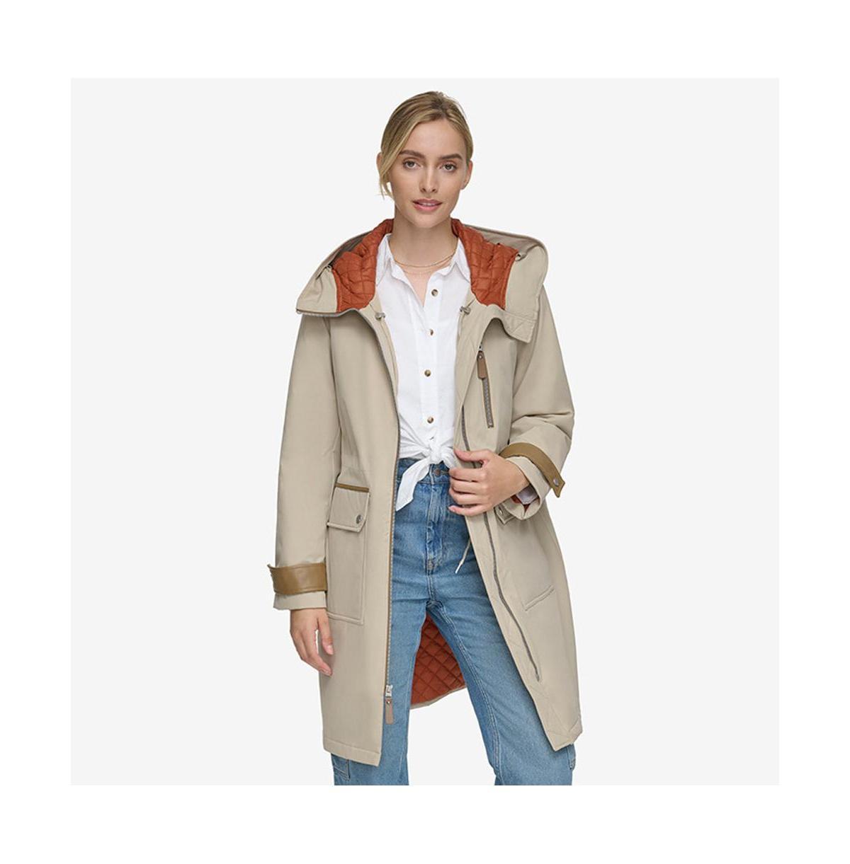 Womens Gemas Lightweight Parka Coat With Matte Shell and Faux Leather Details product image