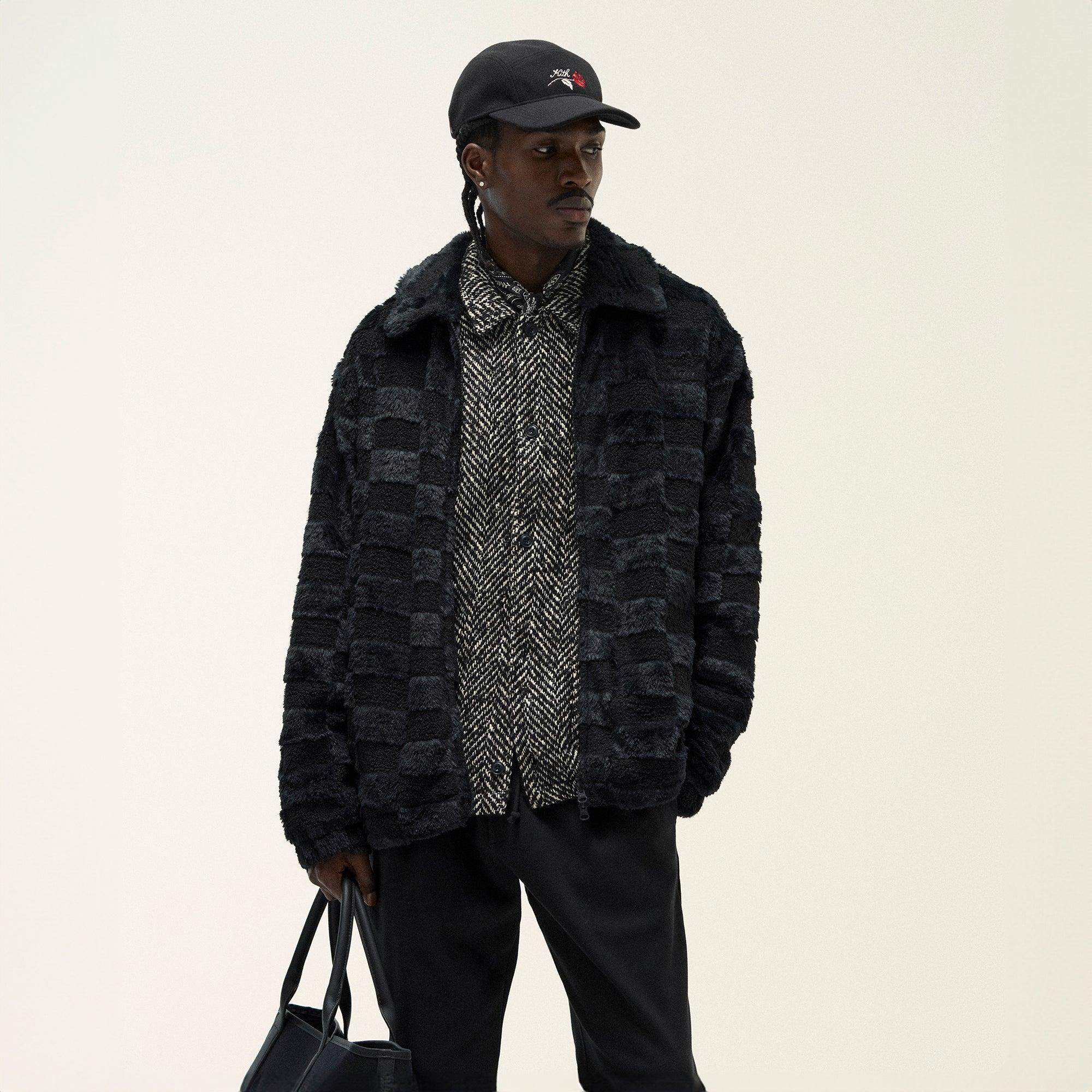 Kith Lloyd Faux Fur Coaches Jacket - Black Male Product Image