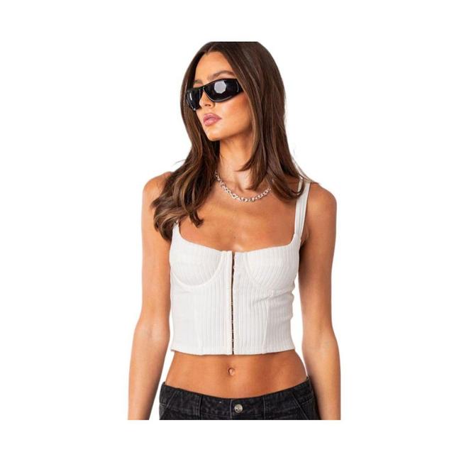 EDIKTED Isadora Rib Corset Crop Top Product Image