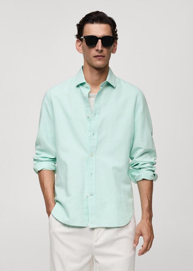 Classic-fit linen-blend shirt - Men | MANGO USA Product Image