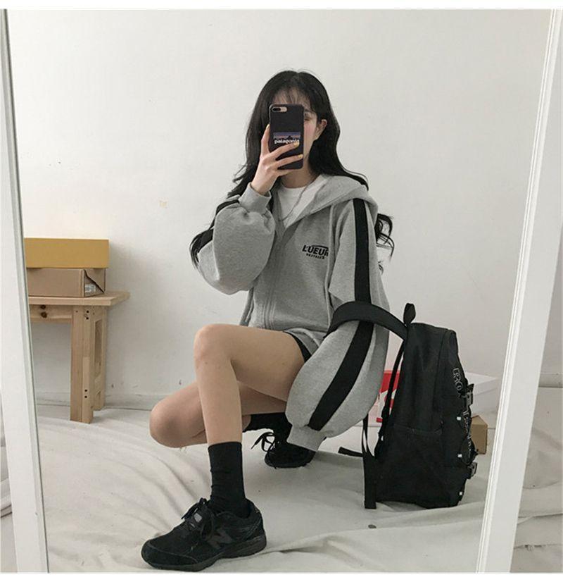 Contrast Trim Zip Hoodie Product Image