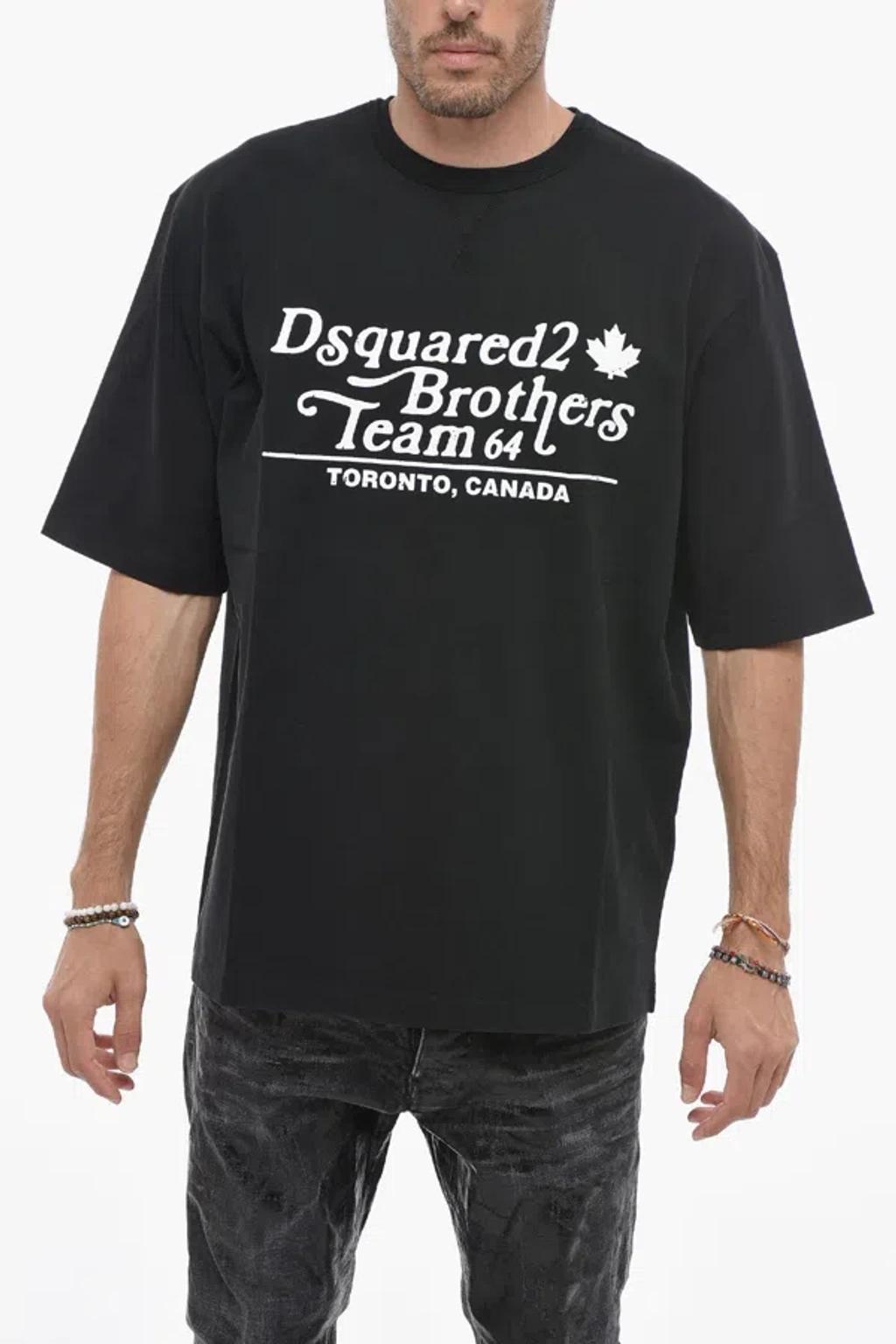 DSQUARED2 Loose Fit T-shirt With Logo Print In Black Product Image