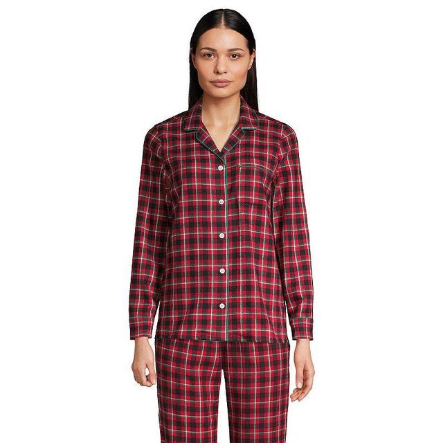 Womens Lands End Long Sleeve Flannel Pajama Top Product Image