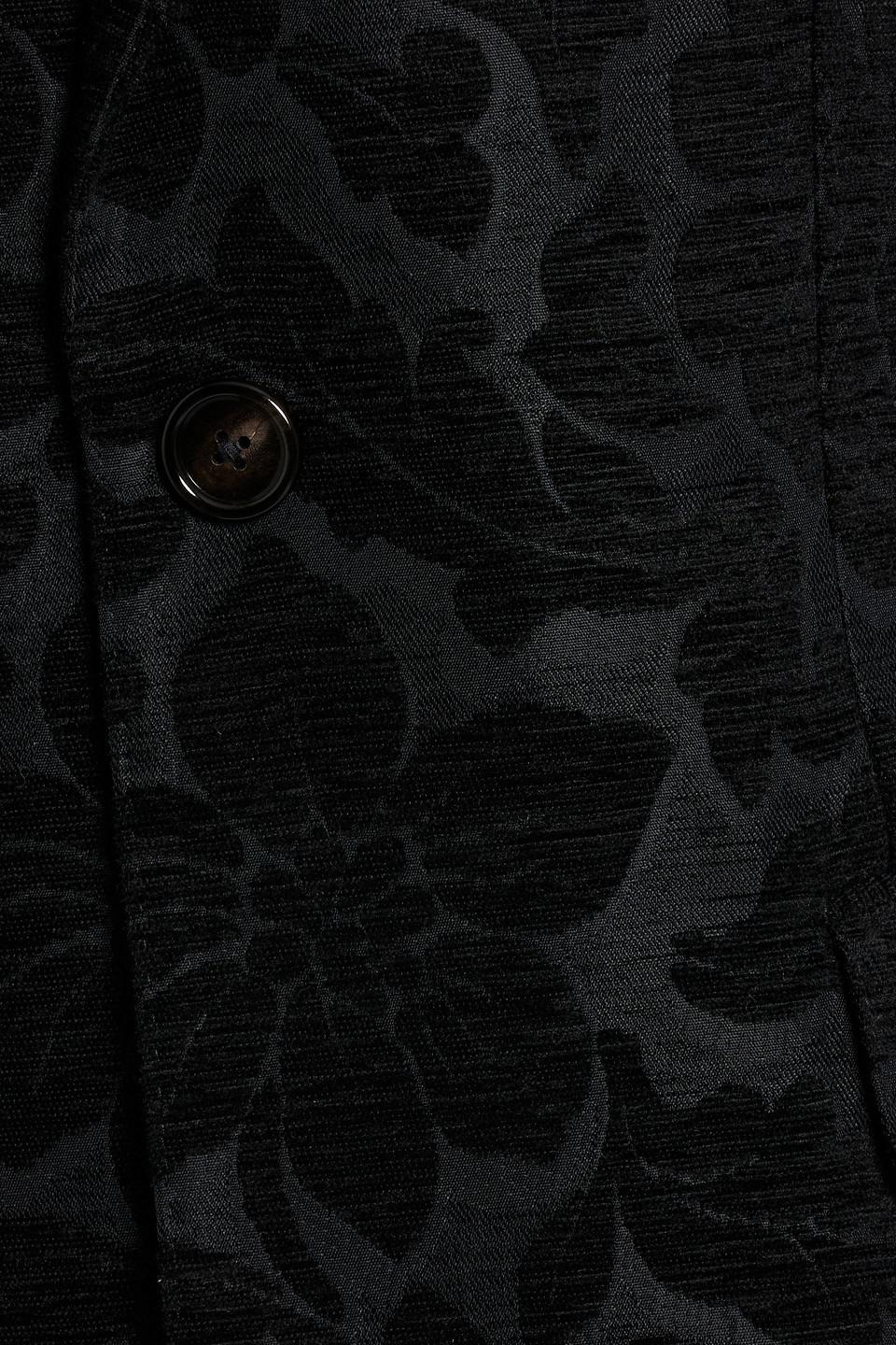 Velvet-jacquard Coat In Black Product Image