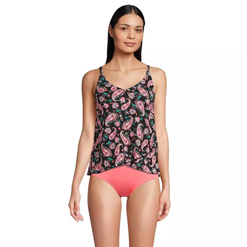 Womens Lands End D-Cup Chlorine Resistant Tulip Hem Tankini Swim Top Black Product Image