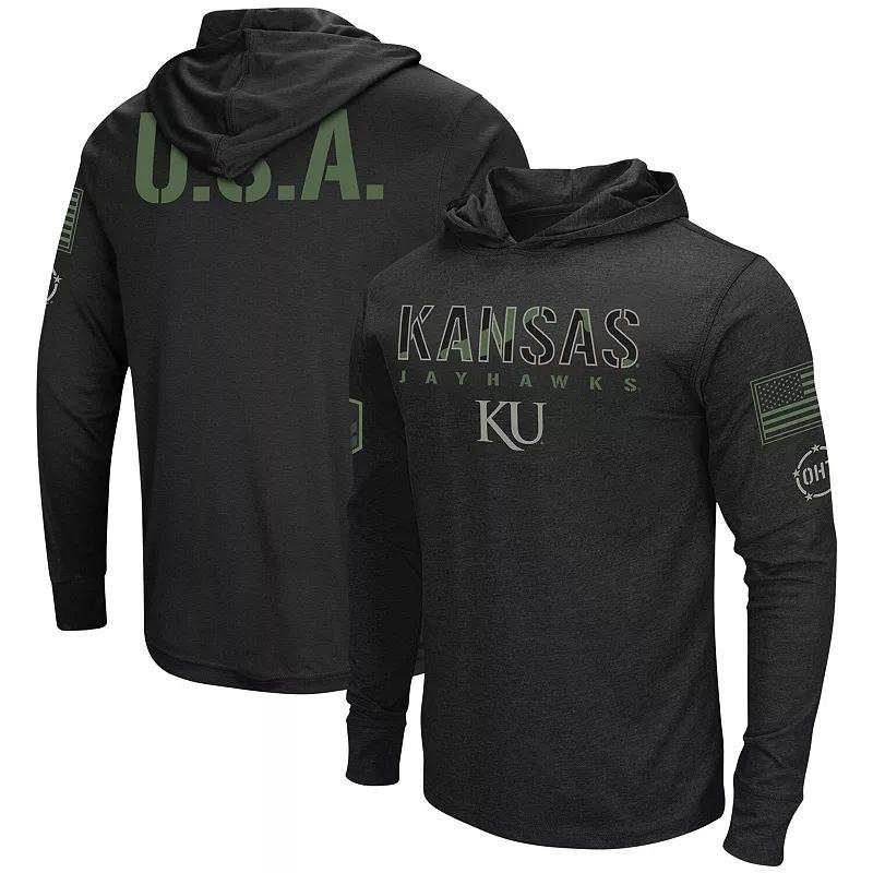 Mens Colosseum Kansas Jayhawks Big & Tall OHT Military Appreciation Tango Long Sleeve Hoodie T-Shirt Product Image