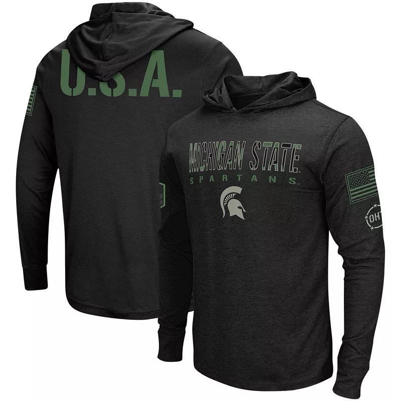 Mens Colosseum Black Michigan State Spartans Big and Tall Oht Military-Inspired Appreciation Tango Long Sleeve Hoodie T-shirt Product Image