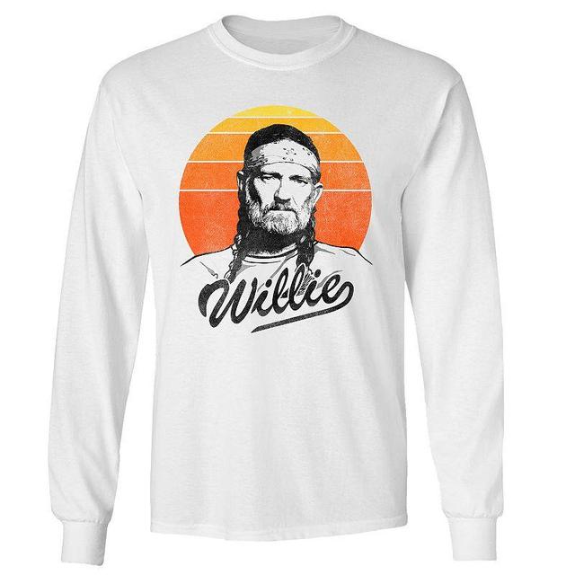 Mens Willie Nelson Sunset Long Sleeve Tee White Product Image