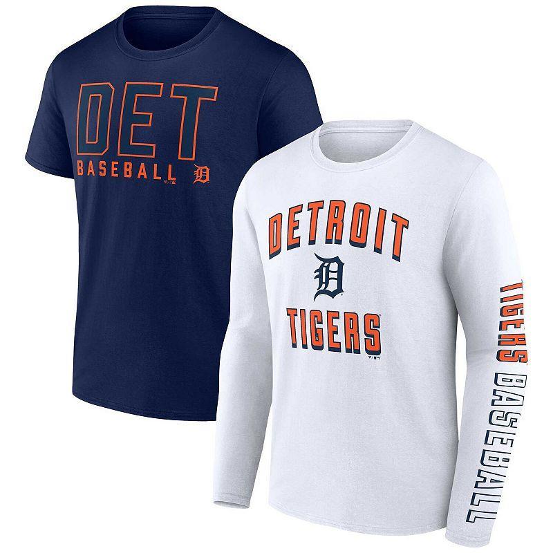 Mens Fanatics Branded Navy/White Detroit Tigers Two-Pack Combo T-Shirt Set Product Image