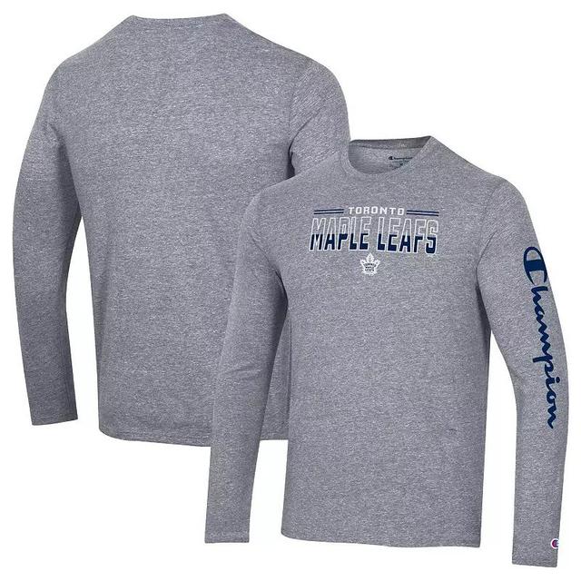 Mens Champion Heather Gray Toronto Maple Leafs Tri-Blend Long Sleeve T-Shirt Product Image