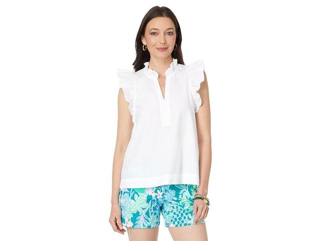 Lilly Pulitzer Klaudie Ruffle Sleeve Cotton Top (Resort ) Women's Blouse Product Image