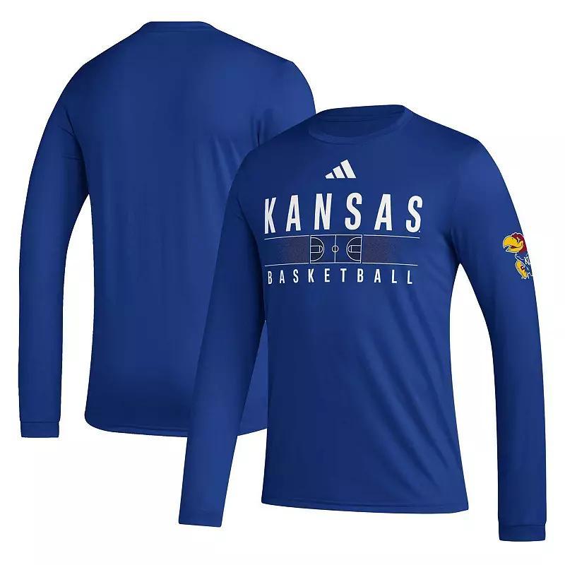 Mens adidas Royal Kansas Jayhawks Practice Basketball Pregame AEROREADY Long Sleeve T-Shirt Product Image